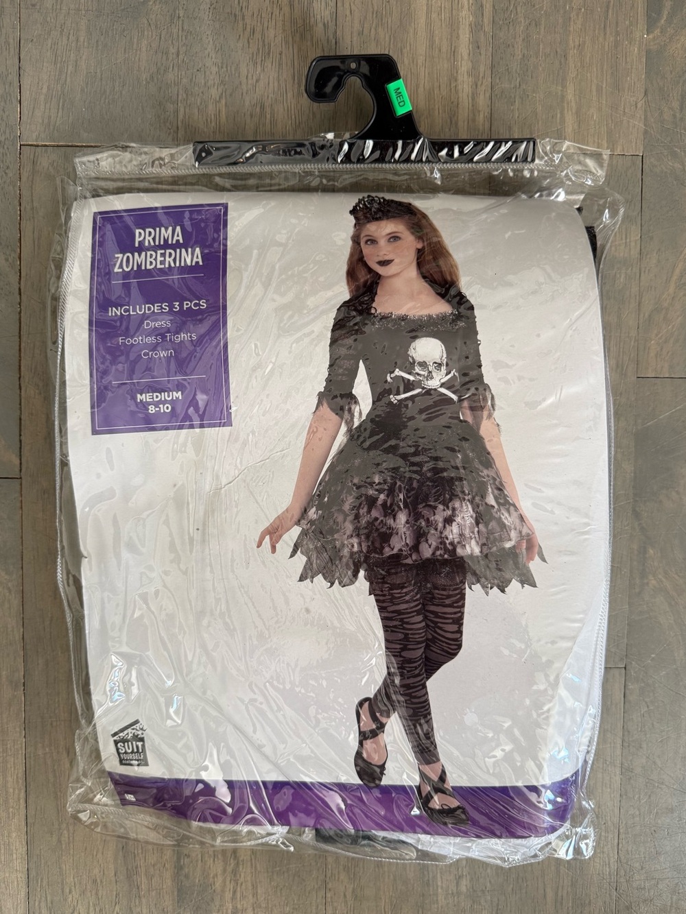 Girls' Black Skull Dress Costume (Includes Crown & Tights)